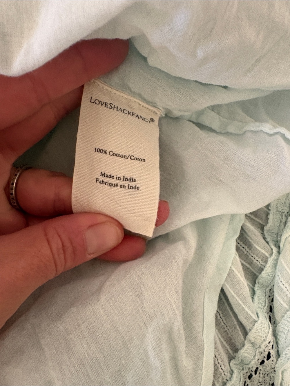 Super cute LoveShackFancy tiered heritage skirt in minty blue wash M - Picture 4 of 6